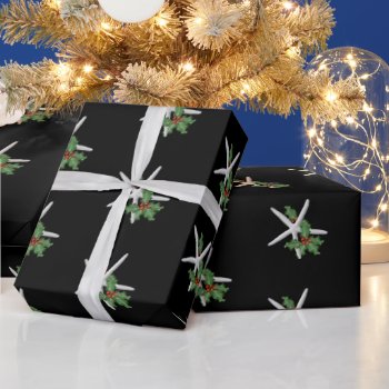 Wrapping Roll White Starfish Black Christmas Wrapping Paper by holiday_store at Zazzle
