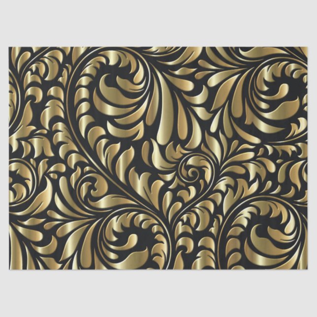 Wrapping Tissue - Drama in Black and Gold Tissue Paper (Front)