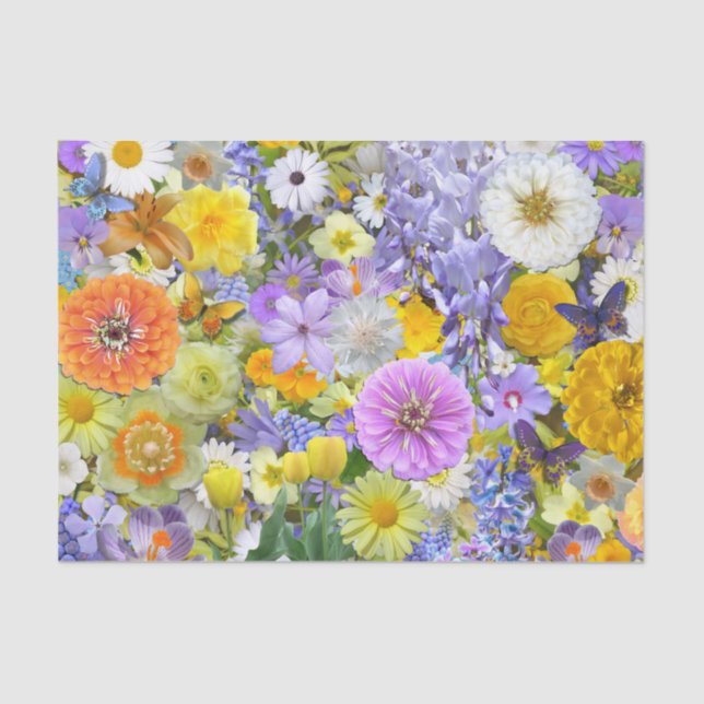 Wrapping Tissue - Flowers and Butterflies Tissue Paper (Front)