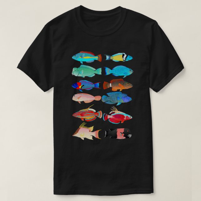 Wrasses and Parrotfish Fish T-Shirt (Design Front)