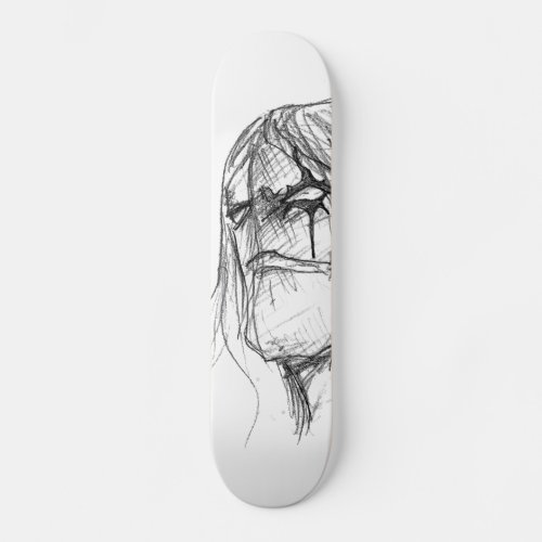 Wrath Anime black and white drawing Skateboard Deck