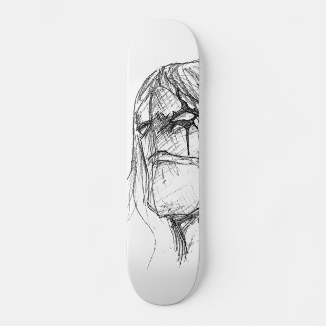 Wrath Anime black and white drawing Skateboard Deck (Front)
