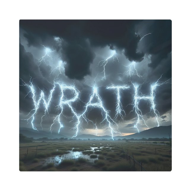 Wrath Lightning Over Field Metal Print (Front)
