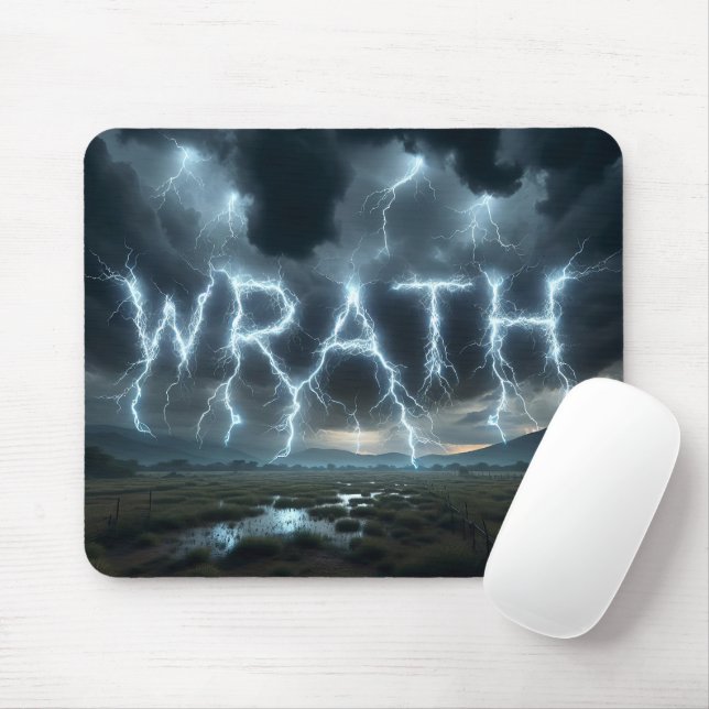 Wrath Lightning Over Field Mouse Pad (With Mouse)