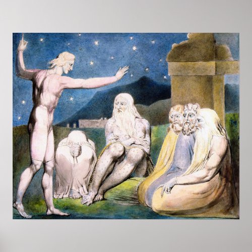 Wrath of Elihu Job by William Blake Poster