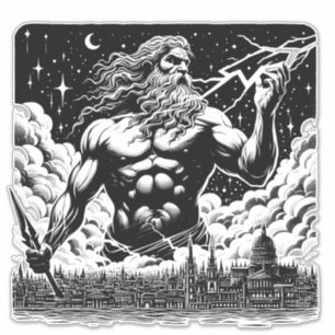 Wrath Of Zeus ink Illustration Greek mythology art Sticker