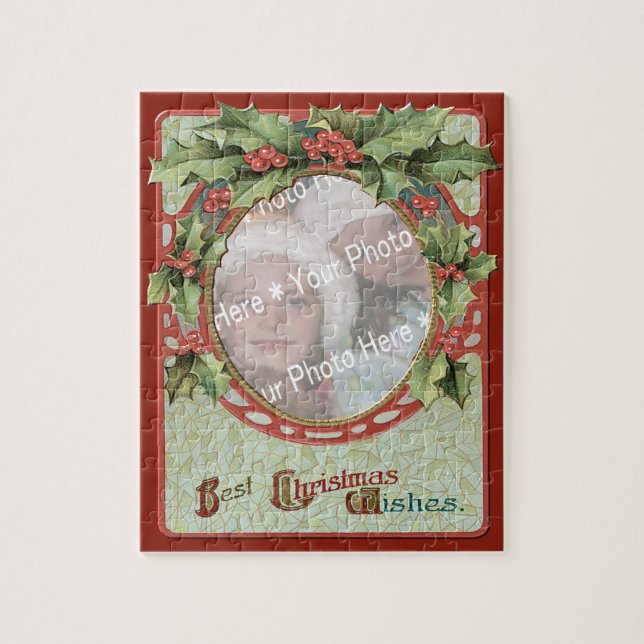 Wreath Add-A-Photo Christmas Frame Jigsaw Puzzle (Vertical)