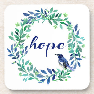 Wreath And Bird Design Motivational Hope Quote Beverage Coaster