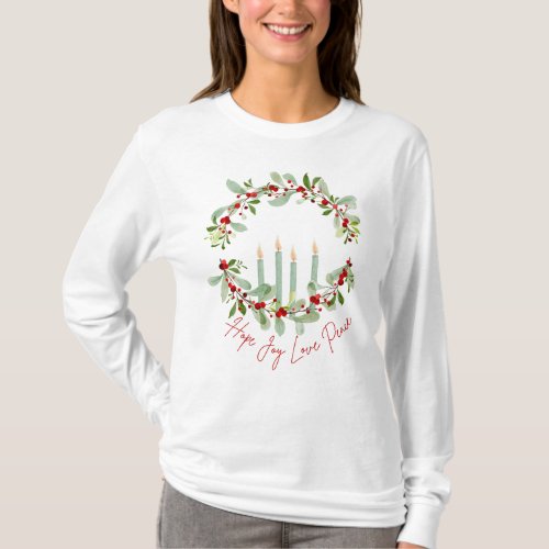 Wreath and Candles Advent T_Shirt