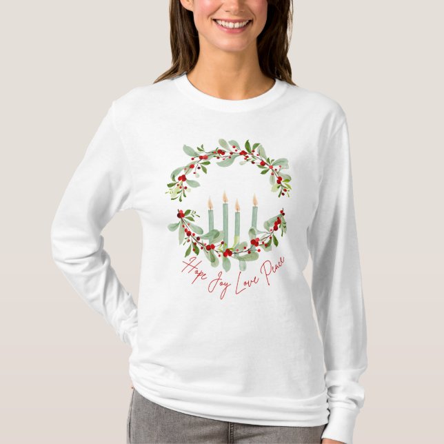 Wreath and Candles Advent T-Shirt (Front)