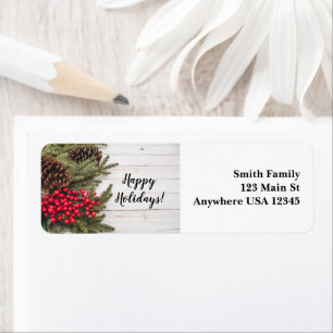 Wreath and Holly Holiday Collection Label