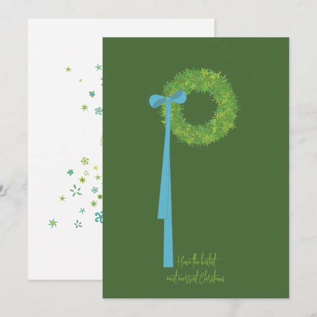 Wreath and Ribbon Holiday Card (Front/Back)