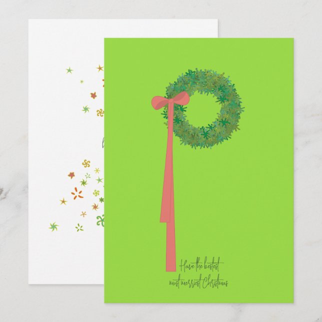 Wreath and Ribbon Holiday Card (Front/Back)