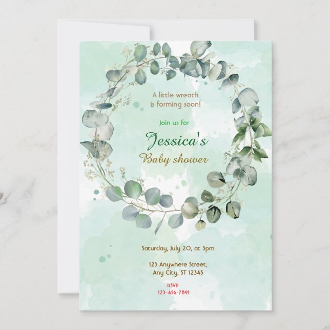 Wreath Baby Shower Invitation (Front)