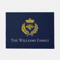 Wreath & Bee & Crown Your Color & Greeting Doormat