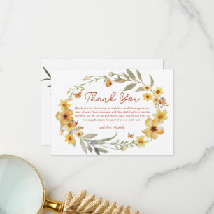 Wreath Boho Wildflowers Baby Shower Thank You Card