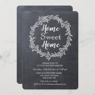 Wreath Chalk Housewarming Invitation