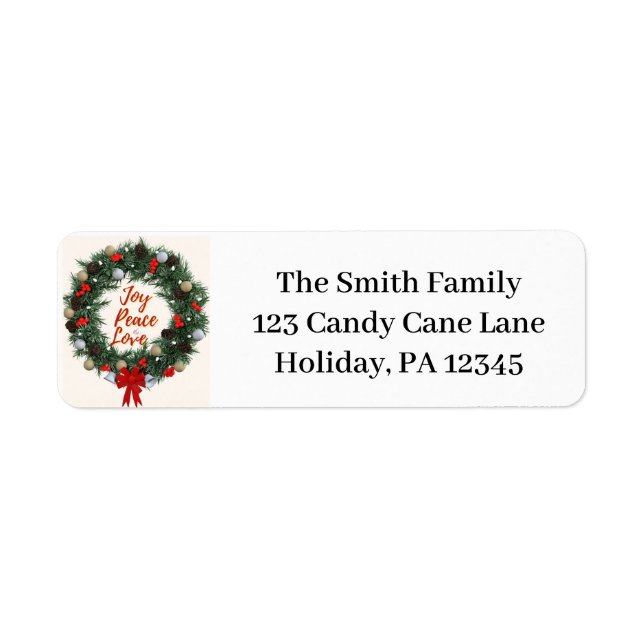 Wreath Christmas Address Labels (Front)