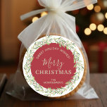 Wreath Christmas Homemade Holiday Baking Classic Round Sticker<br><div class="desc">Beautiful "Sweet Holiday Wishes" stickers to label your Christmas holiday homemade goods,  cookies,  candy,  treats,  party favors and more featuring a winter greenery and berries wreath,  Merry Christmas and your name in chic lettering.</div>