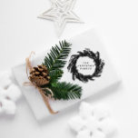 Wreath Christmas modern minimal elegant  Rubber Stamp<br><div class="desc">Wreath Christmas modern minimal elegant personalised family name design.</div>