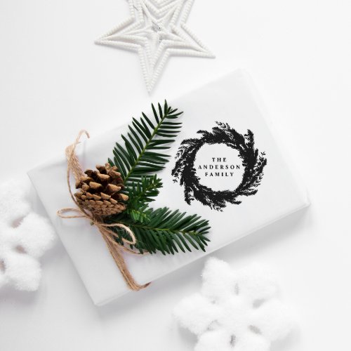 Wreath Christmas modern minimal elegant  Rubber Stamp