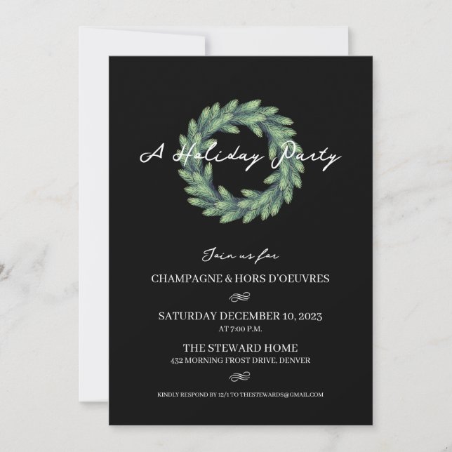 Wreath Christmas Party Invitation (Front)