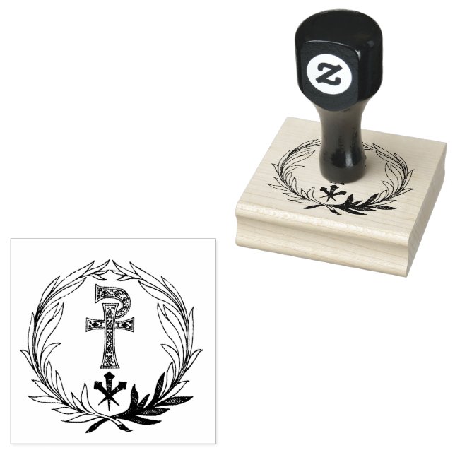 Wreath Cross and Nails of Jesus  Rubber Stamp (Stamped)