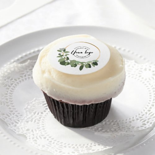 Wreath Custom business logo Holiday Edible Frosting Rounds