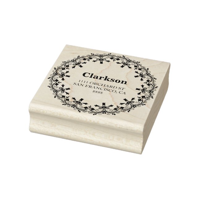 Wreath Custom Return Address Rubber Stamp (Stamp)