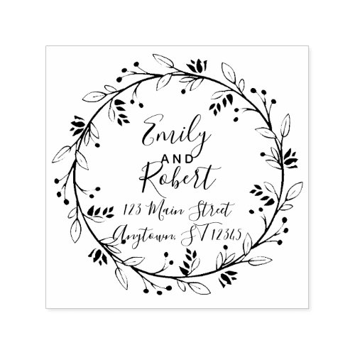 Wreath Customizable Wedding Return Address Stamp