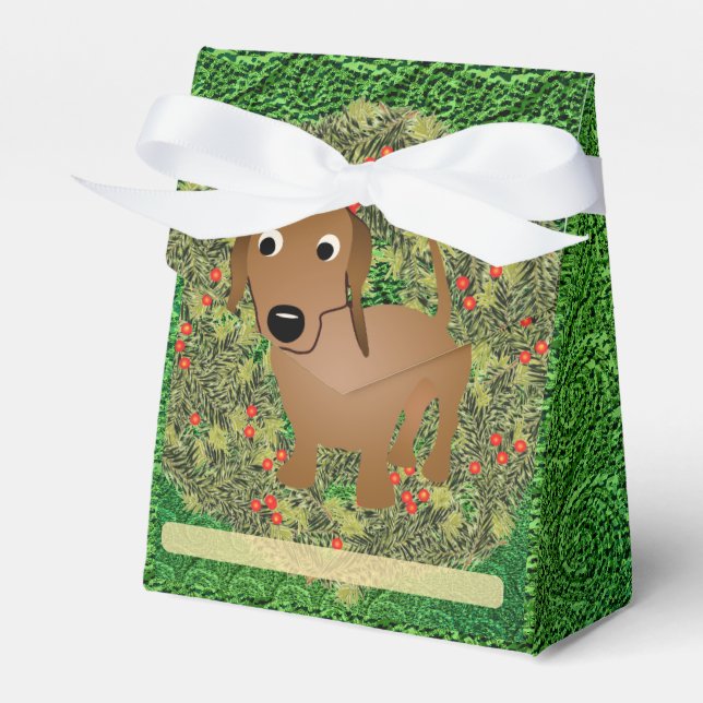 Wreath Dachshund Favor Boxes (Front Side)