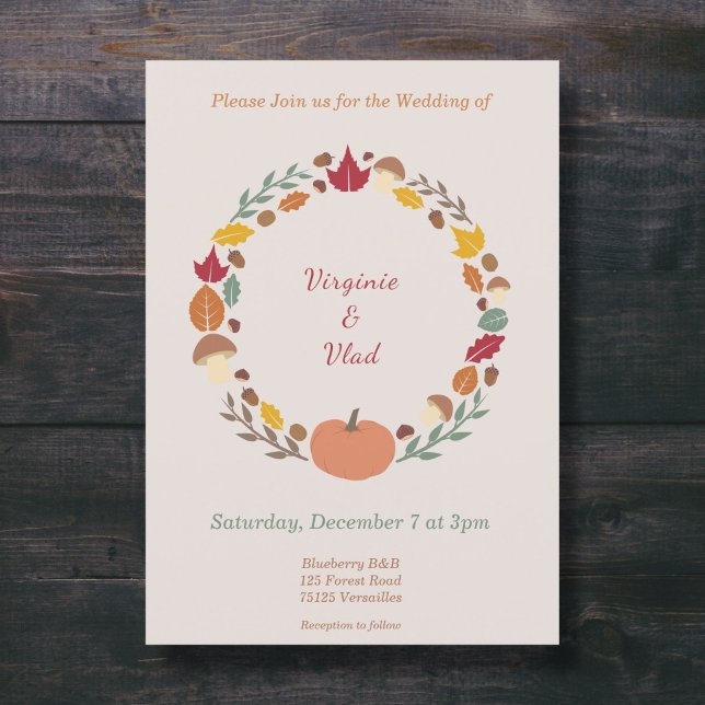 Wreath & Fall Wedding Invitation (Wreath & Fall Wedding Invitation)