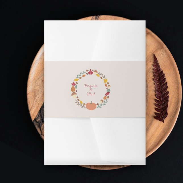 Wreath & Fall Wedding Invitation Belly Band (Wreath & Fall Wedding Invitation Belly Band)