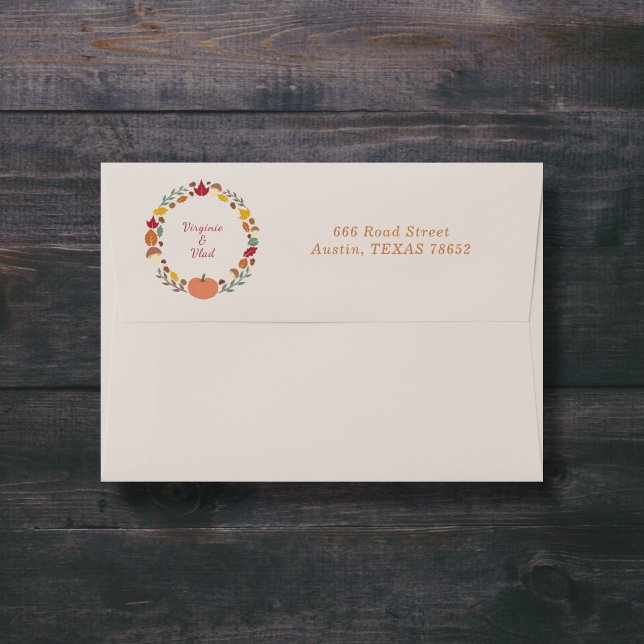 Wreath & Fall Wedding Invitation Envelope (Fall Wedding Invitation Envelope)