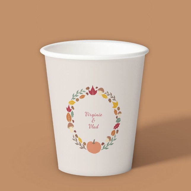 Wreath & Fall Wedding Paper Cups (Wreath & Fall Wedding Paper Cups)
