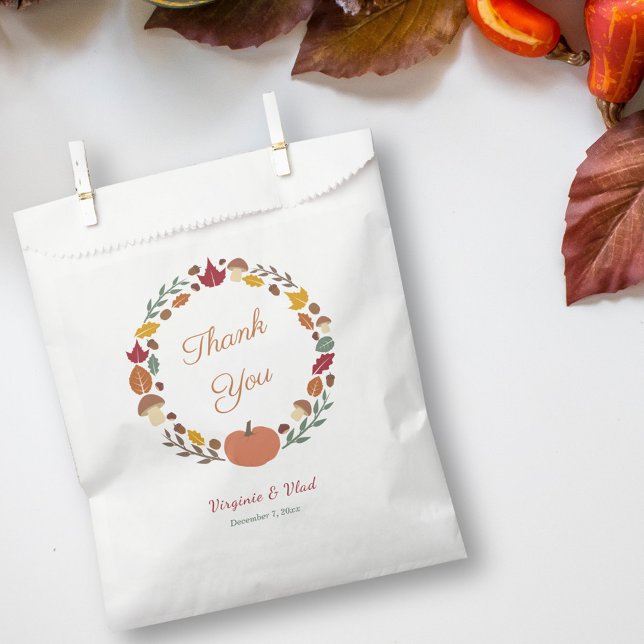 Wreath & Fall Wedding Thank You Favor Bag (Wreath & Fall Wedding Thank You Favor Bag)
