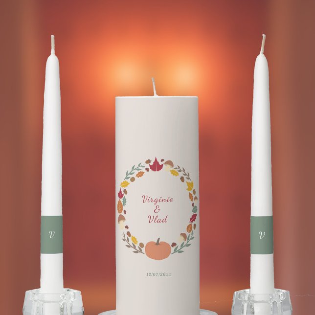 Wreath & Fall Wedding Unity Candle Set (Wreath & Fall Wedding Unity Candle Set)