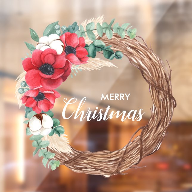 Wreath Flowers Greenery Holiday Window Cling (Sheet 2)