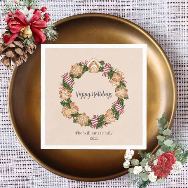 Wreath Gingerbread House Holiday Party  Napkins (Creator Uploaded)