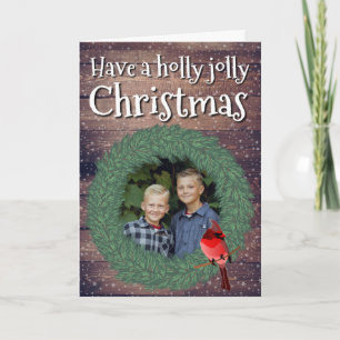 Wreath Have a Holly Jolly Christmas Holiday Card