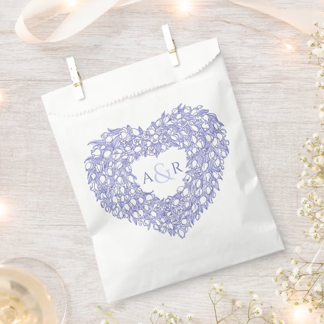 wreath heart tulips monogram wedding favor bag (Clipped)