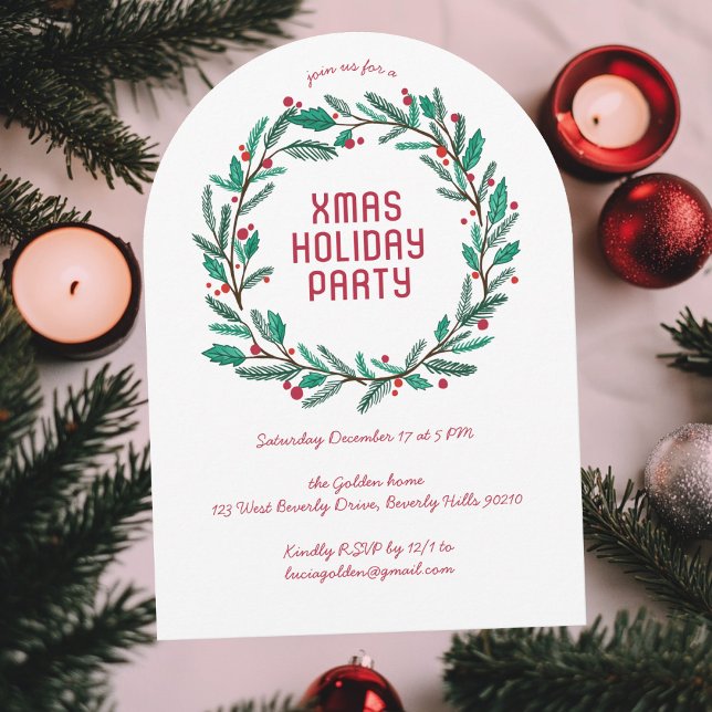 Wreath Holiday Christmas Party CUSTOM ARCH Invitation (Wreath Holiday Christmas Party CUSTOM ARCH Invitation
)