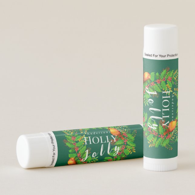 Wreath Holly Jolly Family Green Lip Balm (Front)