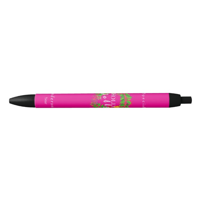 Wreath Holly Jolly Family Hot Pink Pen (Front)