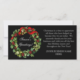 Wreath Imprinted Corporate Business Christmas Holiday Card