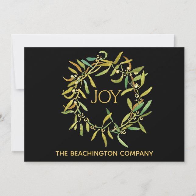 *~* Wreath JOY Corporate Business  Holiday Card (Front)