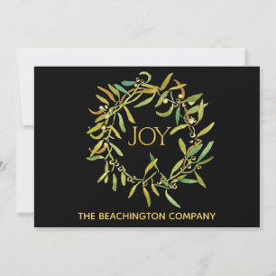 *~* Wreath JOY Corporate Business Holiday Card