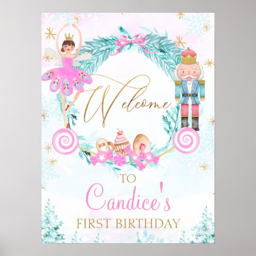 Wreath Land of Sweets Nutcracker Birthday Welcome Poster