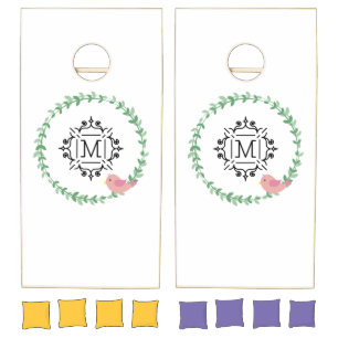 Wreath Laurel Wreath Wedding Cornhole Set