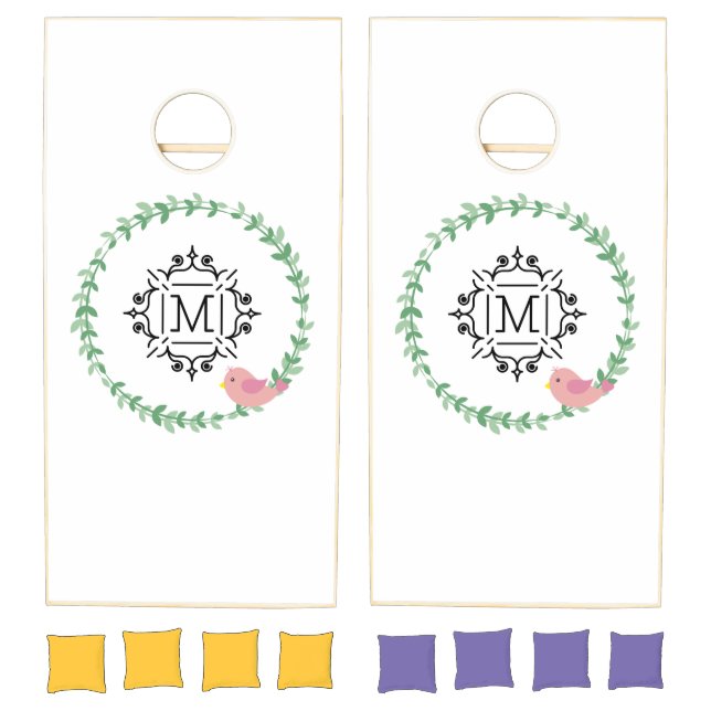 Wreath Laurel Wreath Wedding Cornhole Set (Set)